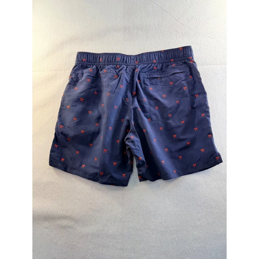 The North Face Mens Navy Blue Orange Ice Axe Print Swim Shorts Large Regular